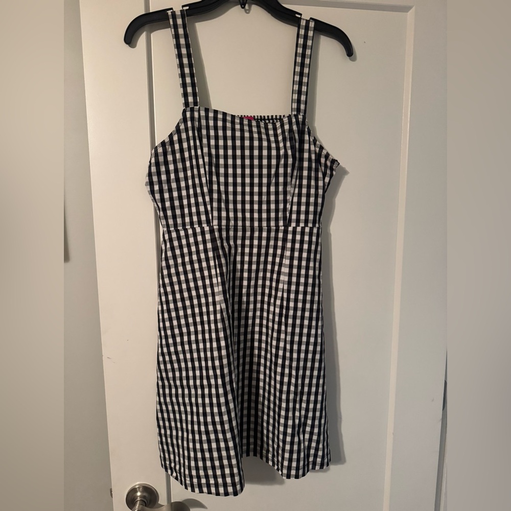 Stylish Black and White Checkered Mini Dress